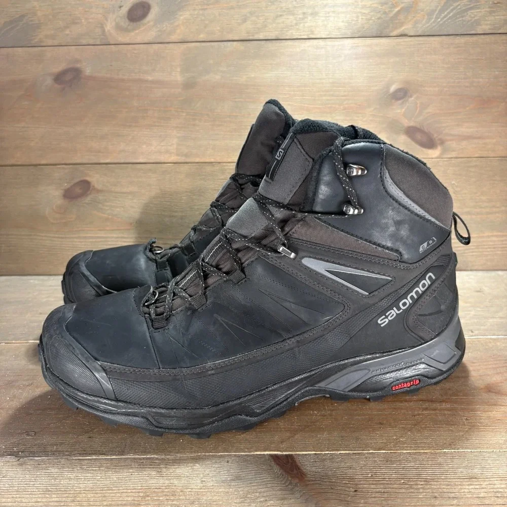 Salomon X Ultra Mid Winter Mens size 11.5 shoes Black Waterproof Hiking Boots